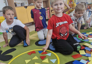 11.Wojtuś K. segreguje figury geometryczne wkładając do okręgu wszystkie trójkąty