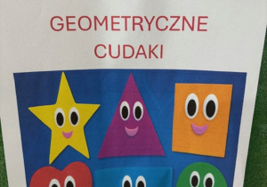 Kartka z napisem "Geometryczne cudaki’".